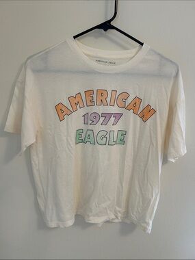 American Eagle 1977 Graphic Tee - Pastel Orange, Purple & Mint